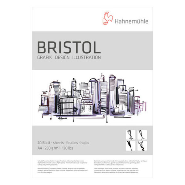 Block Papel Aleman Bristol 250 gr A4 X 20 hojas