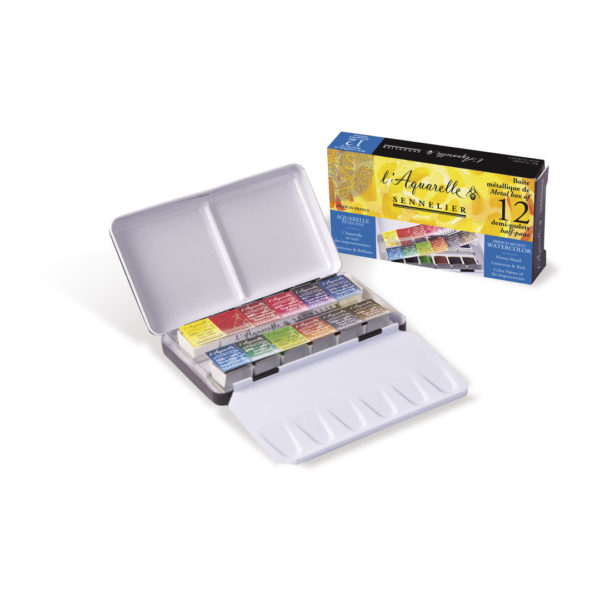Caja Acuarela Sennelier X 12 pastillas Profesional Metalica